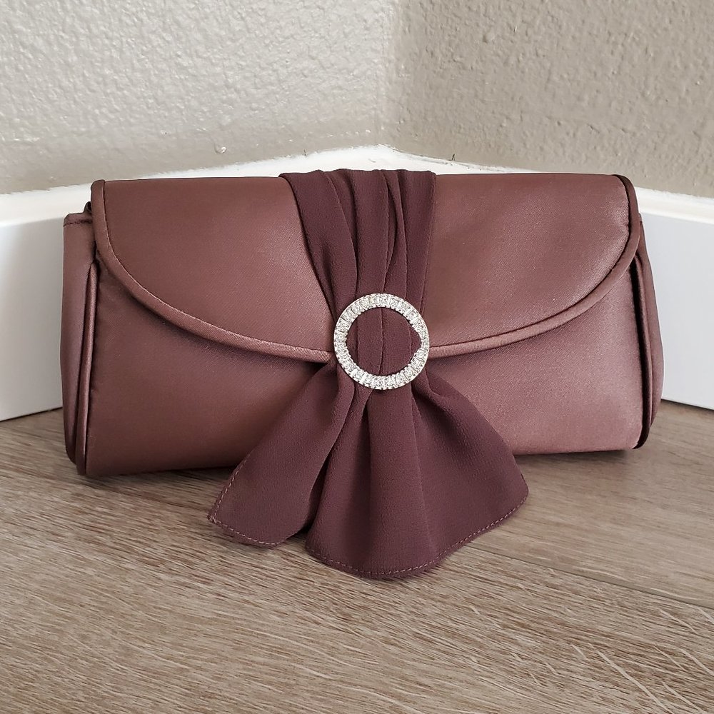 Preston & York Brown Satin Evening Purse/Clutch
